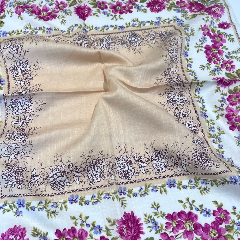 Handkerchief VTG Ralph Lauren Mini Scarf Women Floral Cotton Pocket Square 19.5 - Picture 8 of 11